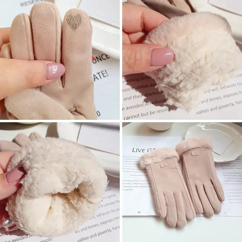 Gants Tactiles en Suédine "Élégance" – Doublure Peluche.