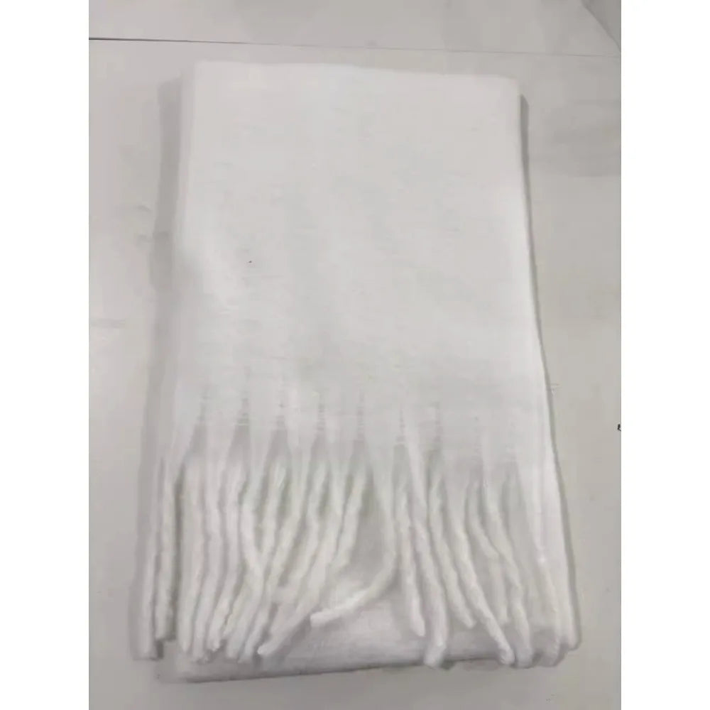 Écharpe Plaid XXL Blanche - Laine Douce.