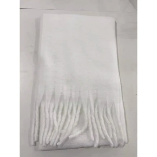 Écharpe Plaid XXL Blanche - Laine Douce.