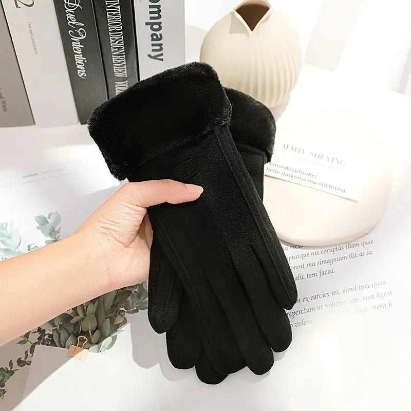 Gants Tactiles en Suédine "Élégance" – Doublure Peluche.