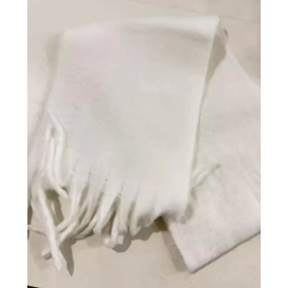 Écharpe Plaid XXL Blanche - Laine Douce.