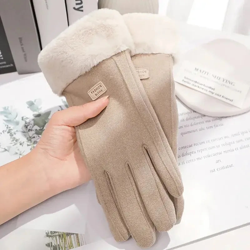 Gants Tactiles en Suédine "Élégance" – Doublure Peluche.