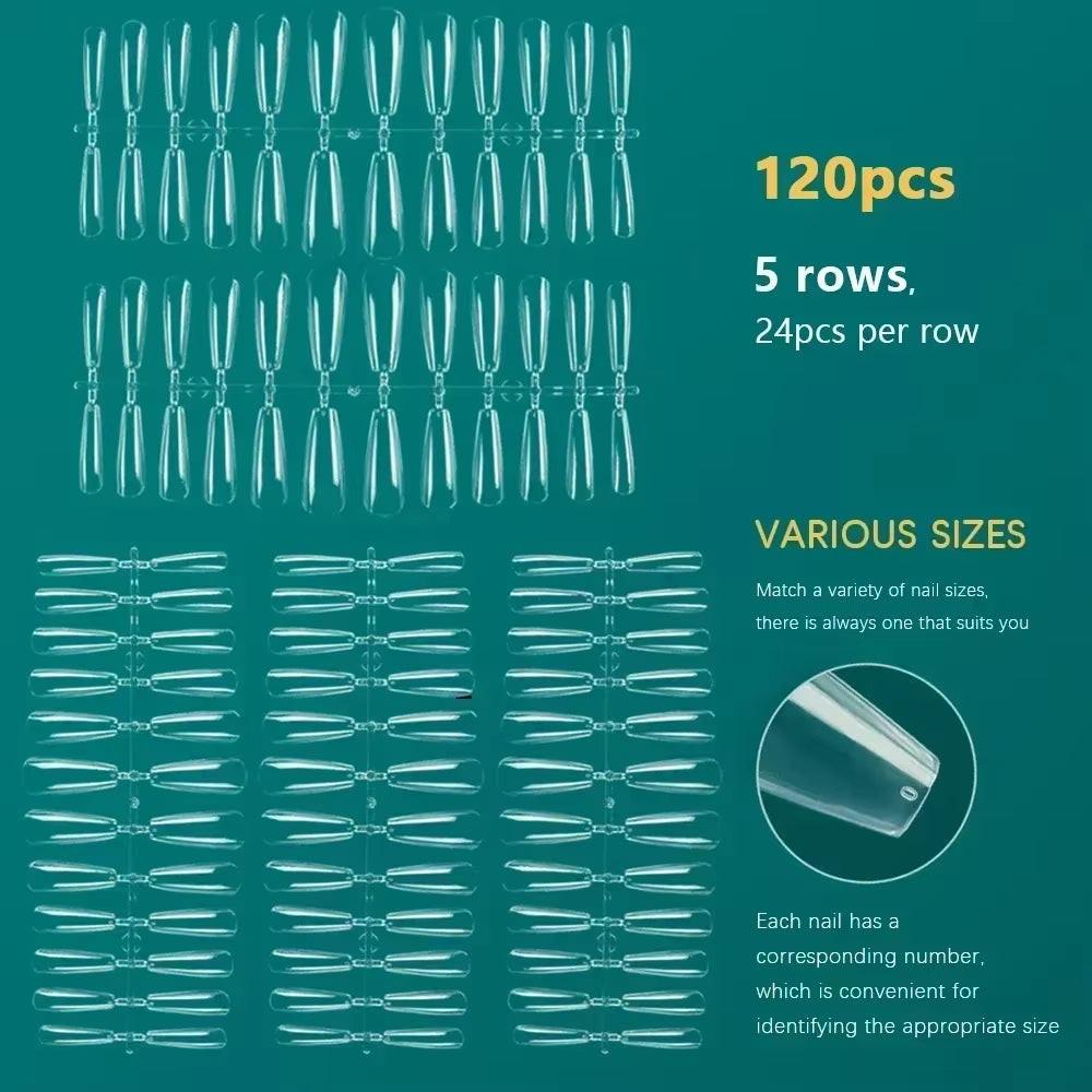 Système "Pro-Gel X" (120 Pcs) – Capsules Ongles Américaines Coffin à Coller.