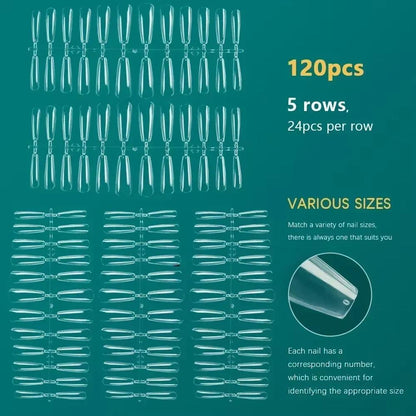 Système "Pro-Gel X" (120 Pcs) – Capsules Ongles Américaines Coffin à Coller.